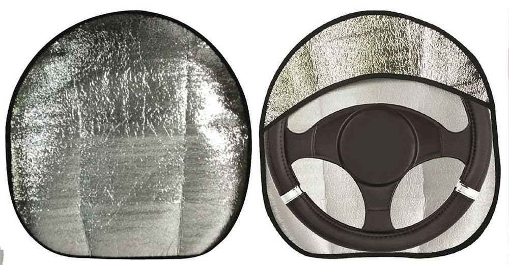 START - Lenkrad-Sonnenschutz, Ersatzteil für Windschutzscheibe, Auto-Sonnenblende passend für viele Modelle, Sonnensegel für Autos, Silber, Kunstleder START - Lenkrad-Sonnenschutz, Ersatzteil für Windschutzscheibe, Auto-Sonnenblende passend für viele Modelle, Sonnensegel für Autos, Silber, Kunstleder von START