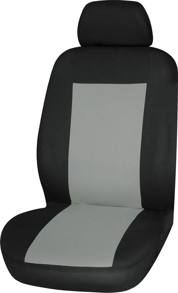 Saturn Einzelsitzbezug für Vordersitze – Schwarz und Grau – passend für alle Autos – auch kompatibel mit Sitzen mit Armlehnen von START