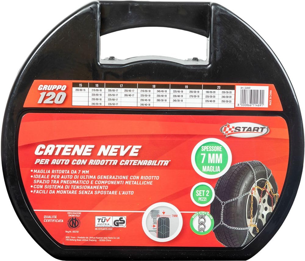 Set mit 2 Schneeketten – 7 mm – Gruppe 120 – maximale Haftung und Sicherheit mit Spannsystem Set mit 2 Schneeketten – 7 mm – Gruppe 120 – maximale Haftung und Sicherheit mit Spannsystem von START