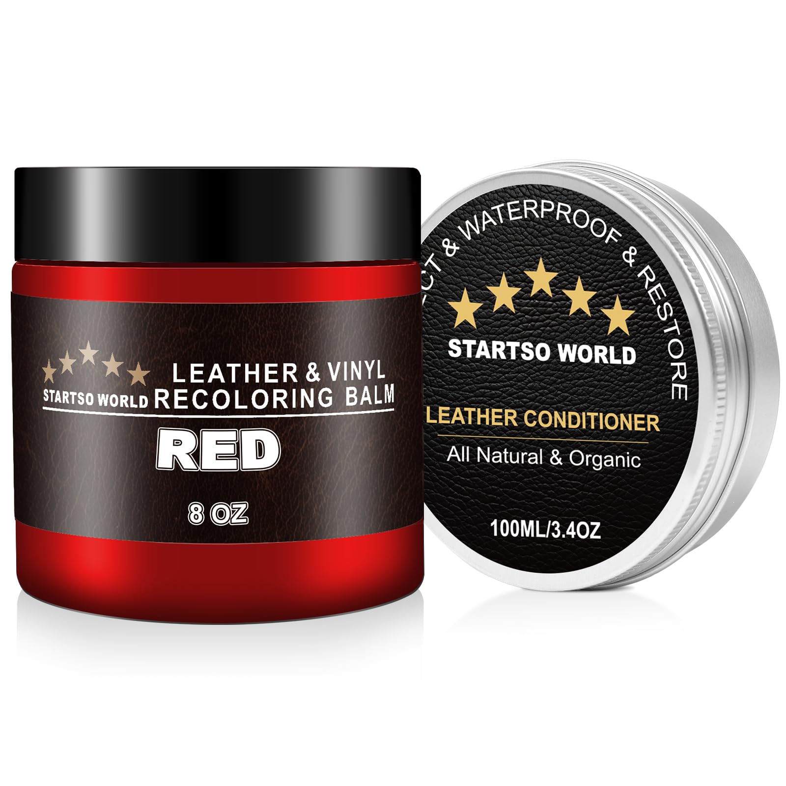 STARTSO WORLD Leder Reparatur Set Rot mit Lederfett, 200ml Flüssigleder, Lederfarbe, Leder-Schramm-Entferner, Leder- & Vinyl-Reparaturset für Möbel, Couchen, Sofas, Autositze, Schuhe STARTSO WORLD Leder Reparatur Set Rot mit Lederfett, 200ml Flüssigleder, Lederfarbe, Leder-Schramm-Entferner, Leder- & Vinyl-Reparaturset für Möbel, Couchen, Sofas, Autositze, Schuhe von STARTSO WORLD