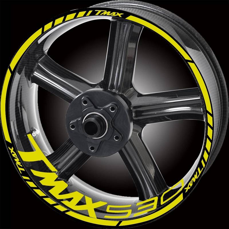 Für Yamaha Tmax 530 500 560 Tmax530 Tmax500 Logo Reflektierendes Motorrad Tmax Aufkleber Kit Felgenaufkleber Schmücken (Color : 530 Yellow) von STATUZ