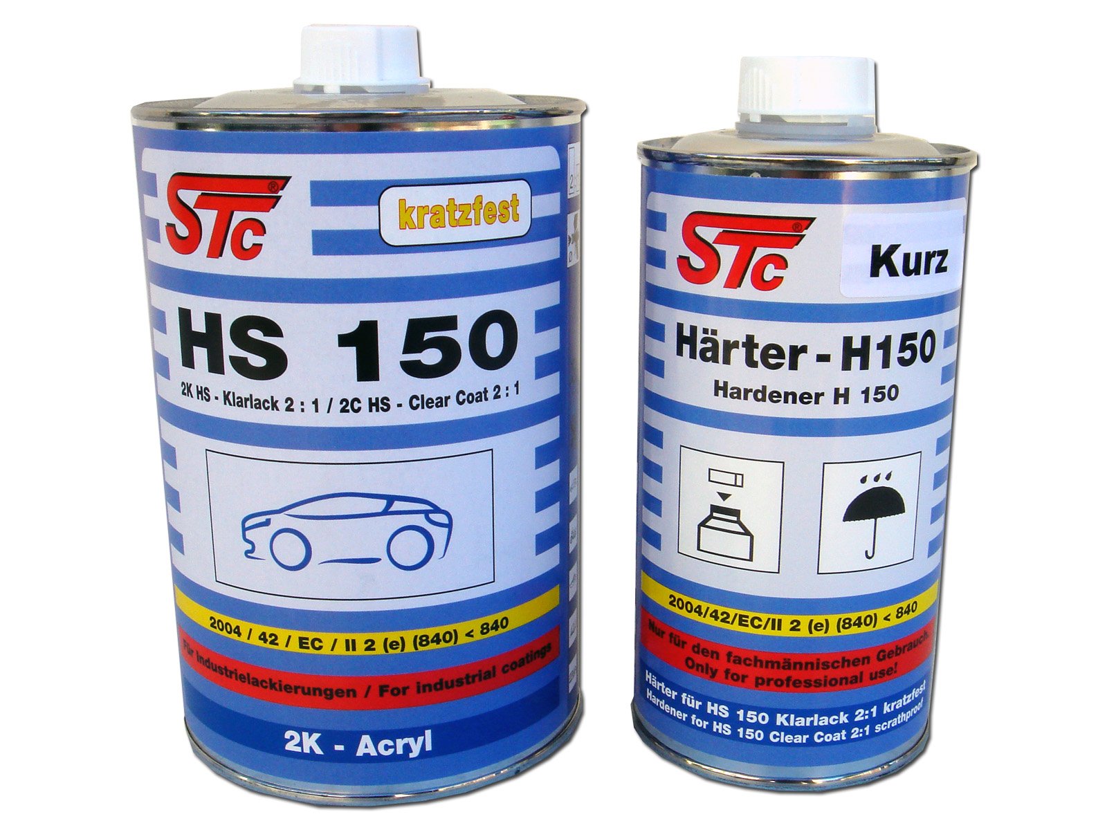 STC 1,5 L Set 2K HS 150 Acryl Klarlack Spezial Set 2:1 Kratzfest inkl. Härter kurz (1,5 L Set) von STC