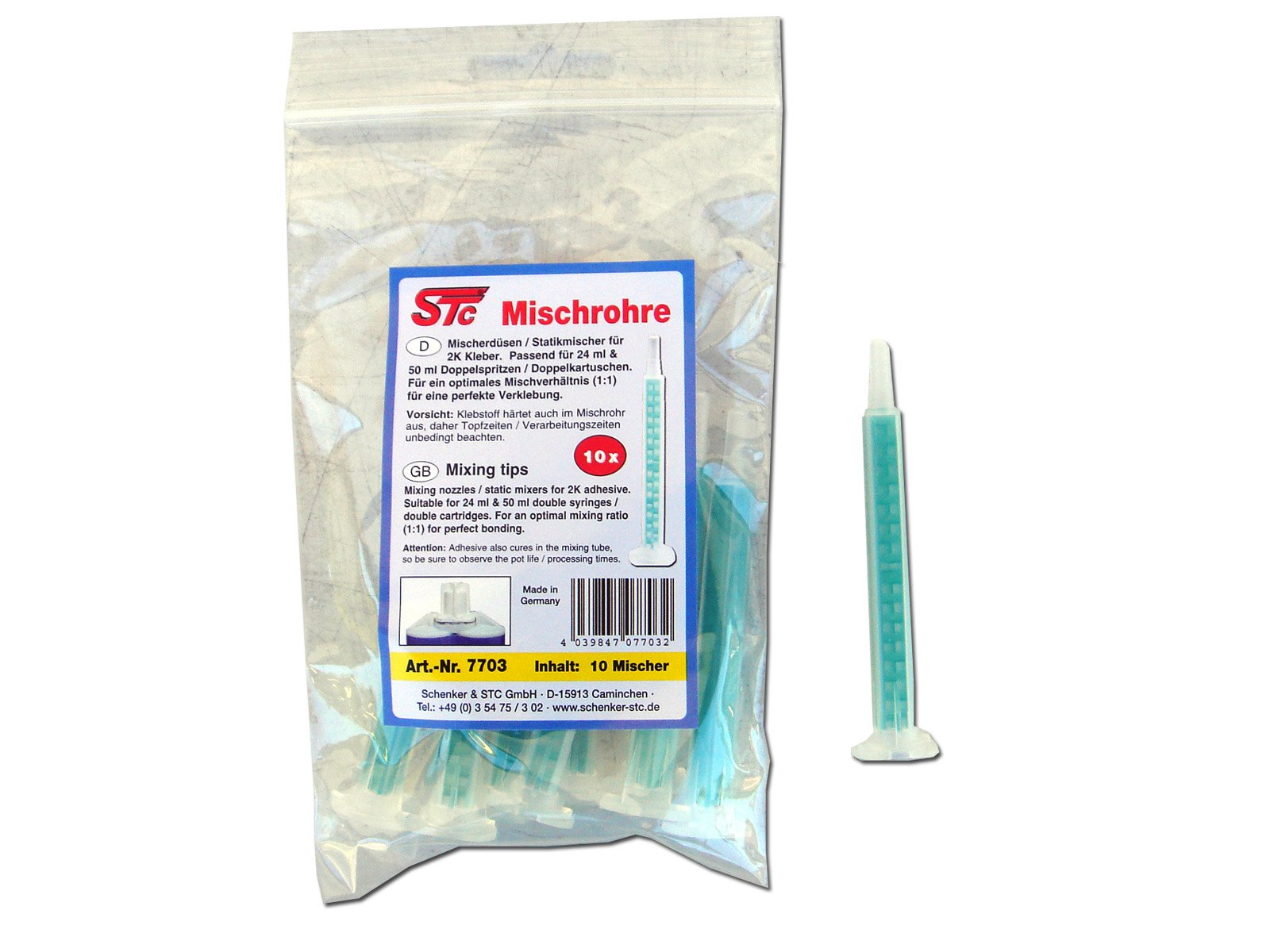 STC ® Mischerdüsen 1:1 Mischdüse Mischerspitzen Mixtülle Kunststoffkleber Mischertülle für 2K-Kleber, Statikmischer für 2 Komponenten Kleber passend für 25 g / 24 ml und 50 g / 50 ml (100 Stück) von STC
