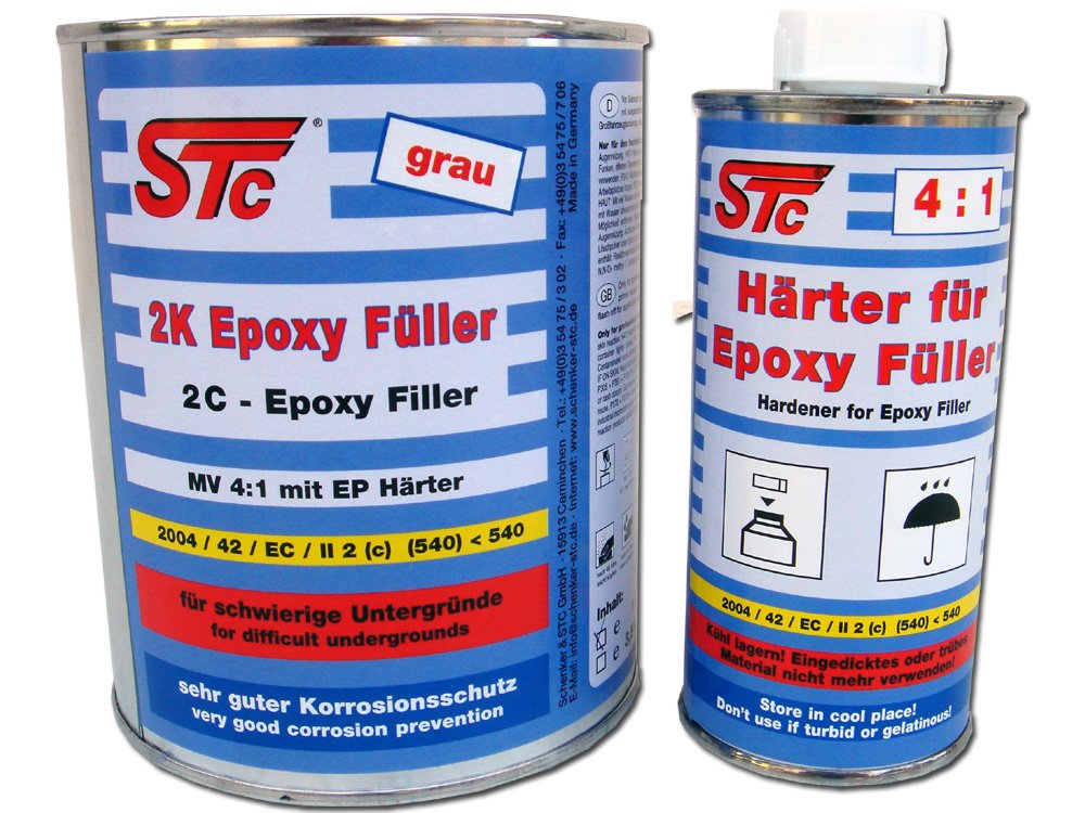 STC 2K Epoxid Füller Set 1,75 kg Epoxy Primer 4:1 grau Epoxi Füller Epoxid Grundierung grau von STC