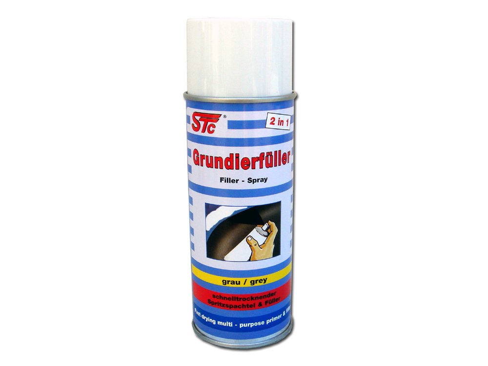 STC Grundierfüller Spray 400 ml 2 in 1 schnelltrocknende Grundierung grau und Füller Füllprimer Spritzfüller Spritzspachtel Primer von STC