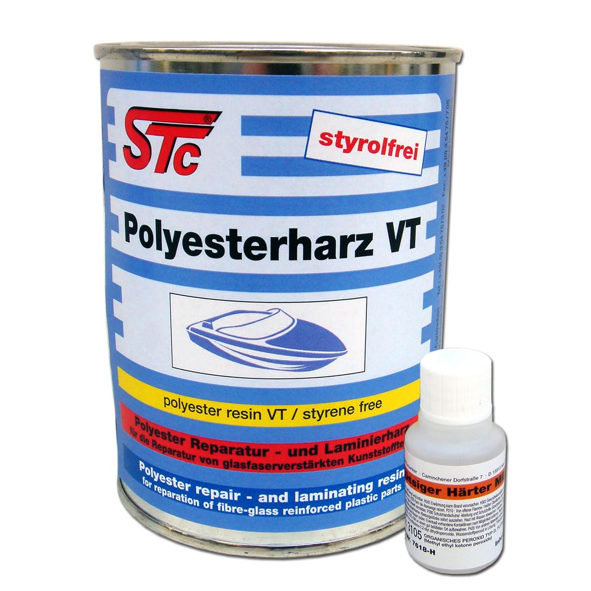 STC Polyester Reparaturharz VT styrolfrei Laminierharz zur GFK Reparatur Reparaturharz Auto (0,5 kg Flasche) von STC
