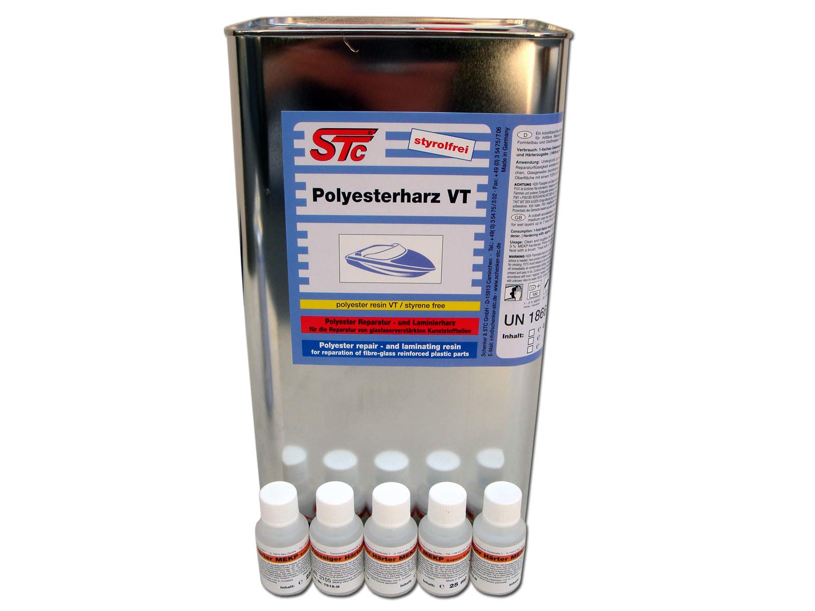 STC Polyester Reparaturharz VT styrolfrei Laminierharz zur GFK Reparatur Reparaturharz Auto (5 kg Kanne) von STC