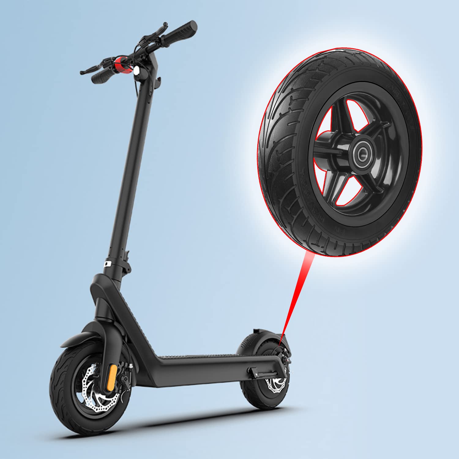 Vorderrad Elektroroller Rad Reifen Vollgummireifen,8 Zoll 200 x 50 Roller Ersatzradnabe Nicht pneumatischer Reifen für Elektrorolle von STEEIRO