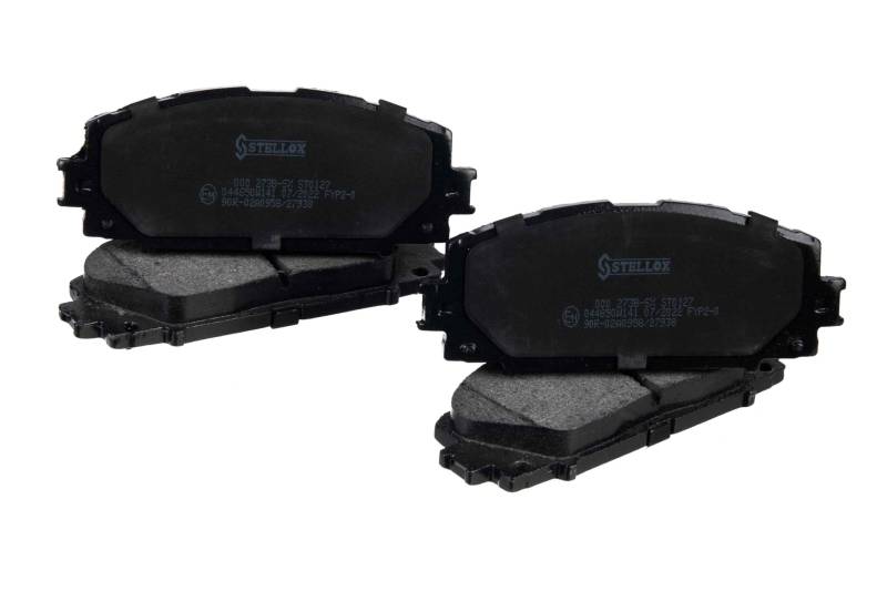 STELLOX 000 273B-SX Bremsbelagsatz, Scheibenbremse (4 Stücke) – ECE-R90 Zertifizierung – mit Anti-Quietsch-Platte – Für PKW, Schwarz von STELLOX