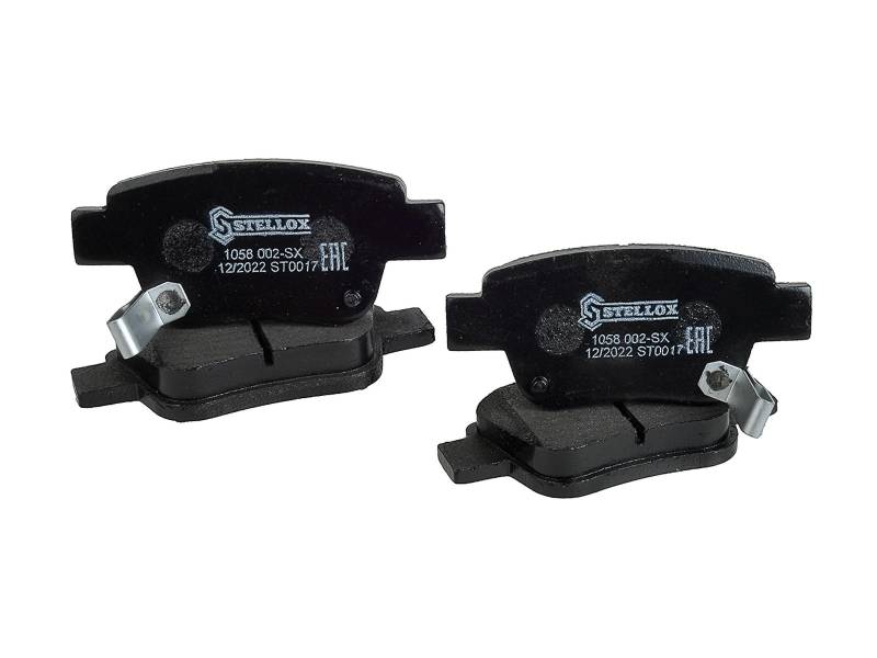 STELLOX 1058 002-SX Bremsbelagsatz, Scheibenbremse (4 Stücke) – mit Verschleißwarnkontakt – ECE-R90 Zertifizierung – vier Bremsbeläge pro Set – Für PKW von STELLOX