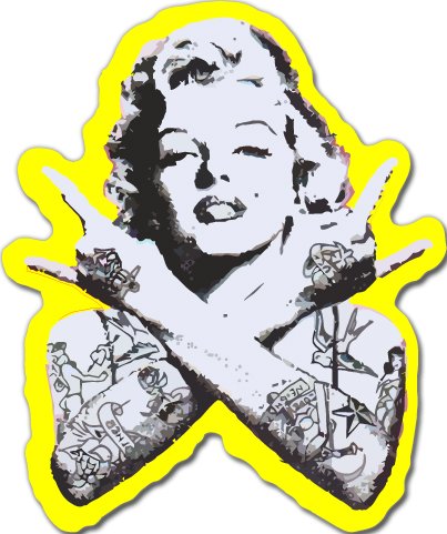 STICKERZZZ!!! 6 x Punk Marilyn Monroe Sticker Aufkleber Sticker for Skateboards, Snowboards, Scooters, BMX, Mountain Bikes, Laptops, iPhone, iPod, Guitars etc (YELLOW) von STICKERZZZ!!!