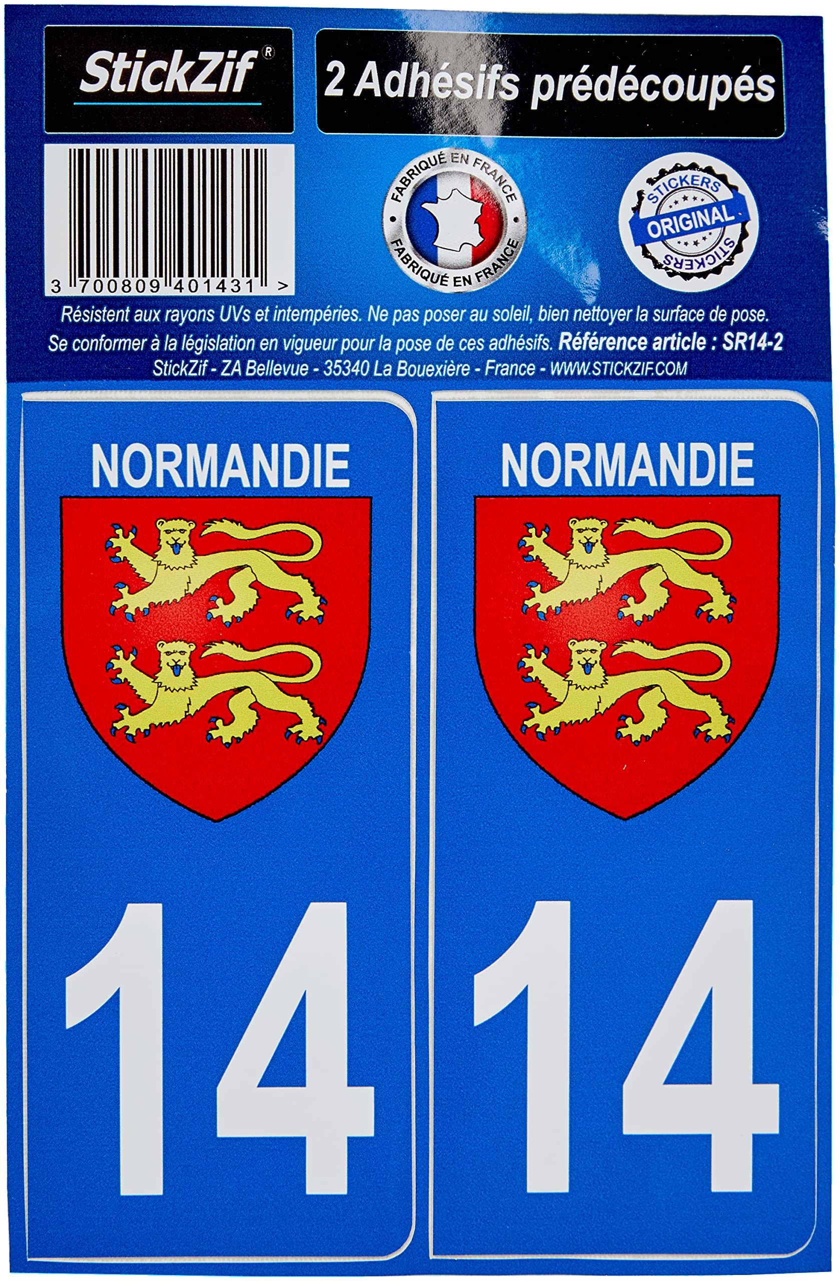 STICKZIF SR14-2 Aufkleber Région Departement 14 Normandie, 2 Stück STICKZIF SR14-2 Aufkleber Région Departement 14 Normandie, 2 Stück von STICKZIF