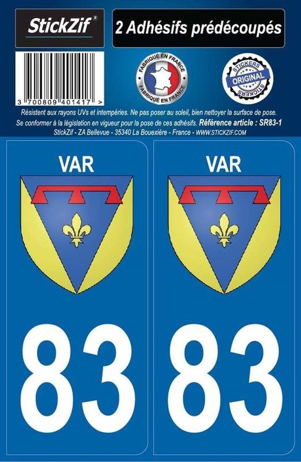 STICKZIF SR83-1 Aufkleber, Région Département 83 VAR, 2 Stück STICKZIF SR83-1 Aufkleber, Région Département 83 VAR, 2 Stück von STICKZIF