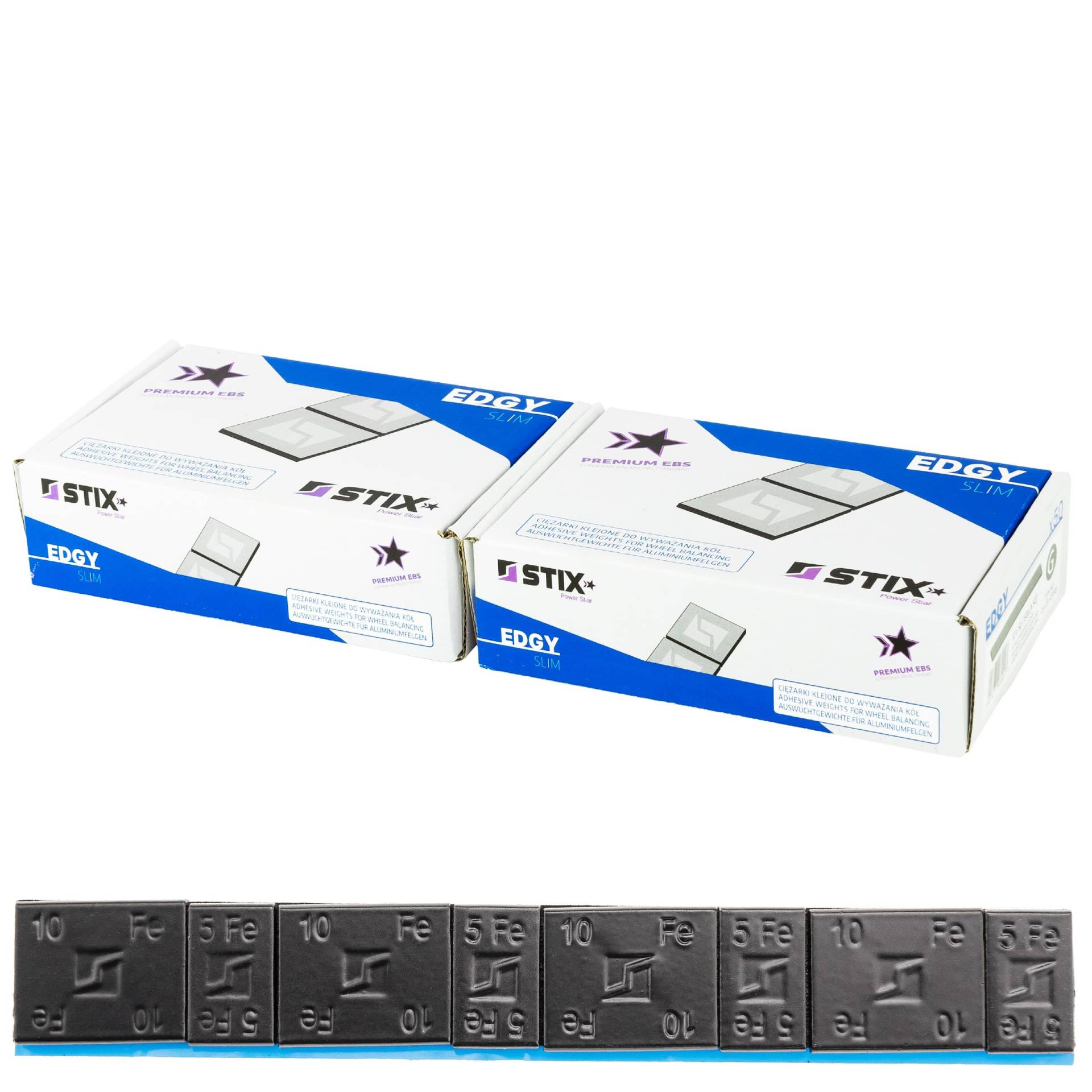STIX Automotive Equipment Klebegewichte für Alufelgen Edgy Slim Black - 60g (5g + 10g Schwarz) - 100 Stück Auswuchtgewichte Kleberiegel von STIX Automotive Equipment