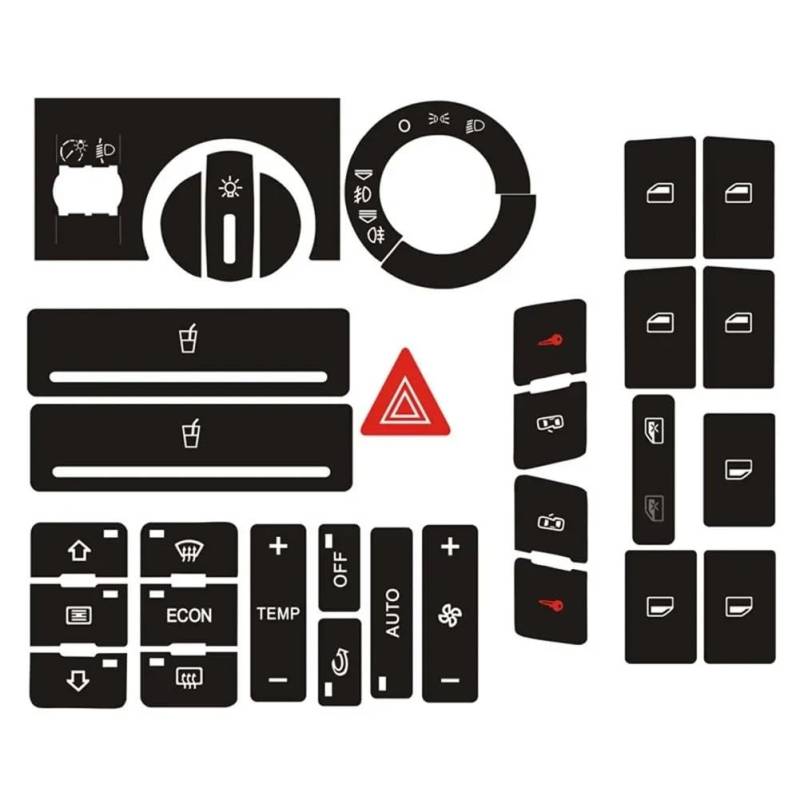 STOIFFFHH Auto Innenraum Kompatibel Mit A2 1996–2003 1 Satz Knopf-Reparaturaufkleber Aufkleber Radio-Clima-Scheinwerfer-Einstellknopf Reparatur Abgenutzter Knopfschalter von STOIFFFHH