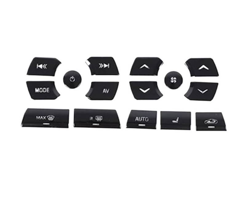 STOIFFFHH Auto Innenraum Kompatibel mit Jaguar für XF XJ 2010-2019 Edelstahl Schwarz Auto Zentralsteuerung Multimedia Air Button Cover Zieraufkleber(AC Control B) von STOIFFFHH