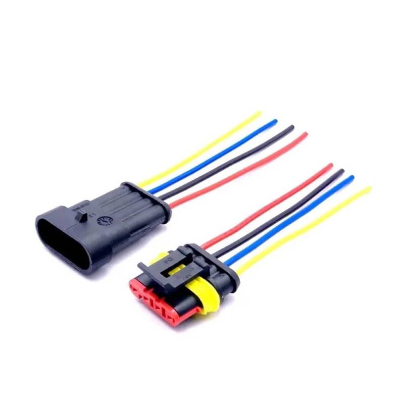 STOIFFFHH KFZ Stecker 1 2 3 4 5 6 Pin Way Auto Wasserdichter Elektrischer Autostecker Männlich Weiblich Stecker Stecker Draht 18 AWG Kabelbaum Für Auto Motorrad(4 pin) von STOIFFFHH
