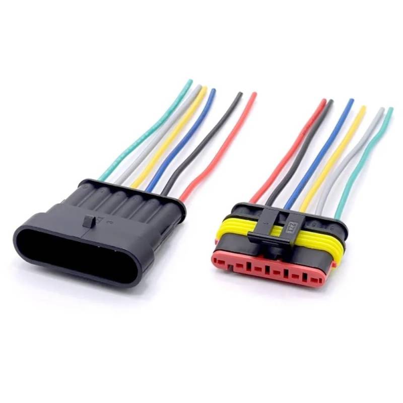 STOIFFFHH KFZ Stecker 1 2 3 4 5 6 Pin Way Auto Wasserdichter Elektrischer Autostecker Männlich Weiblich Stecker Stecker Draht 18 AWG Kabelbaum Für Auto Motorrad(6 pin) von STOIFFFHH