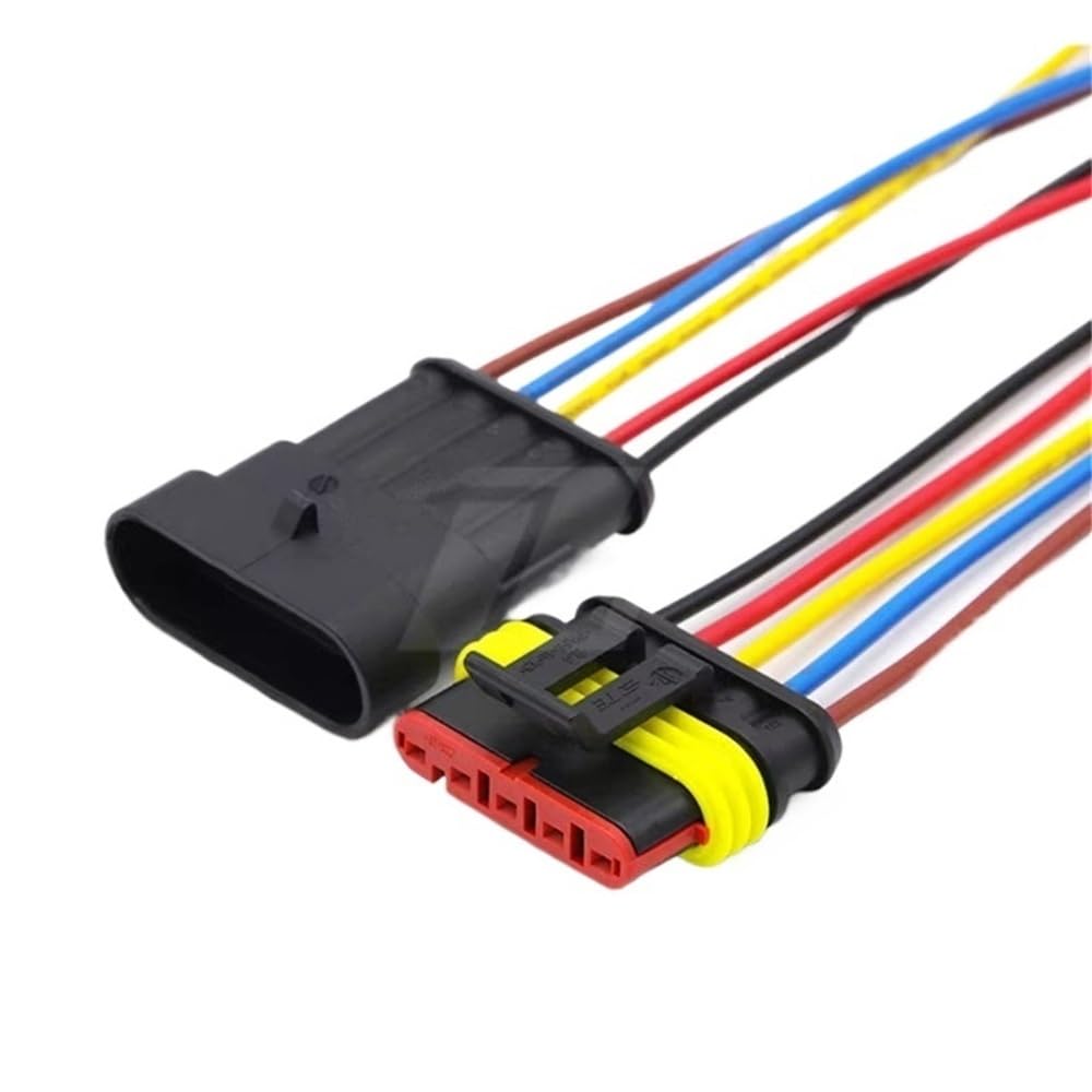 STOIFFFHH KFZ Stecker 1P 2P 3P 4P 5P 6P Wasserdichter Elektrischer Auto-Stecker Männlich Weiblich Stecker Mit Kabelbaum Für Auto Motorrad(5P Male and Female) von STOIFFFHH