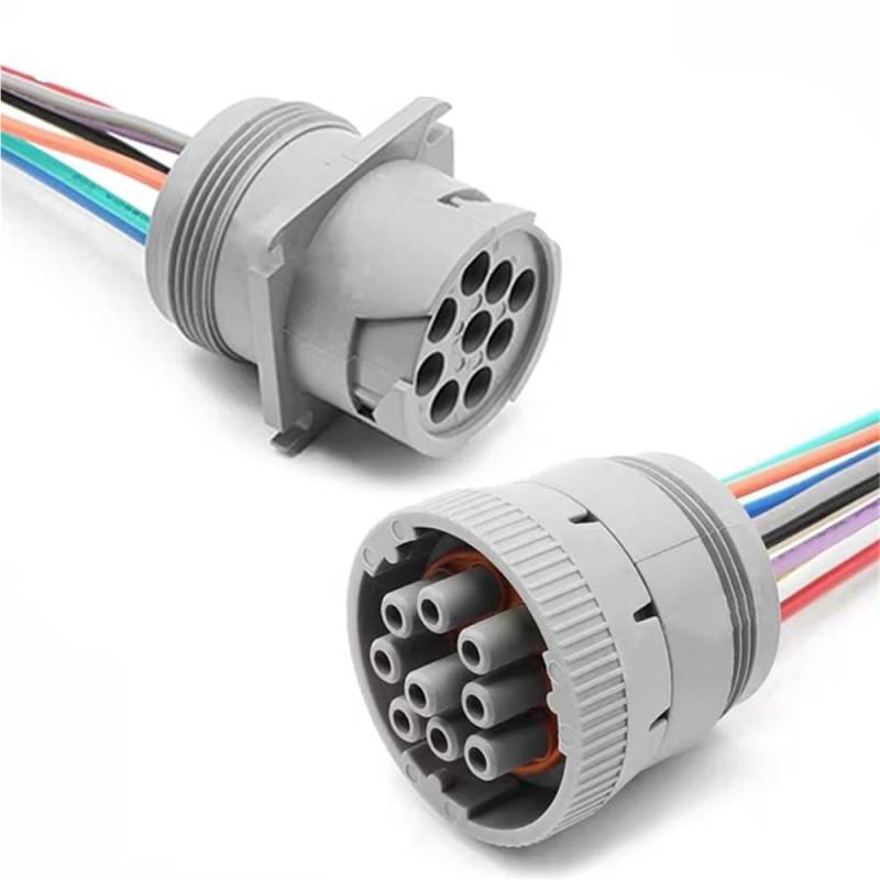 STOIFFFHH KFZ Stecker 9 Pin Auto Elektronische Stecker Diagnosctic Werkzeug Rund Grau Kabelbaum HD16-9-96S HD10-9-96P(9P Male and Female) von STOIFFFHH