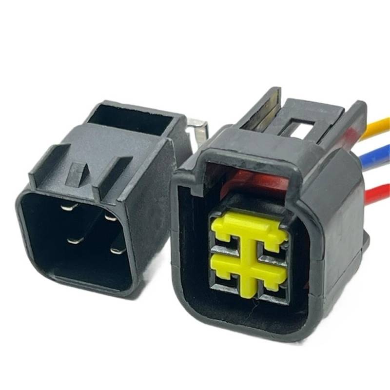 STOIFFFHH KFZ Stecker Kompatibel Mit Ford 4-poligem Auto-Zündspulenstecker Kabelbaum Auto-Elektrokabelanschlüsse Nadelsitz FWY-C-4F-B 12444-5504-2(4Pin Male and Female) von STOIFFFHH