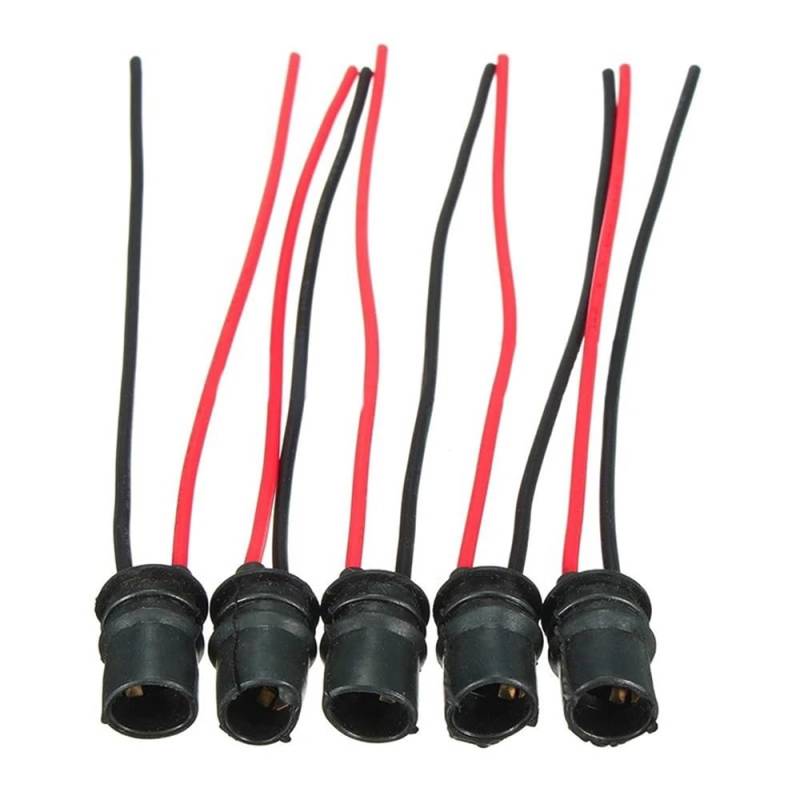 STOIFFFHH KFZ Stecker T10 W5W 147 501 Runde Sockel Sockel Licht Halter Anschluss Draht Birne Harness 10mm Loch Lampe Halter Basis Stecker(5pcs) von STOIFFFHH