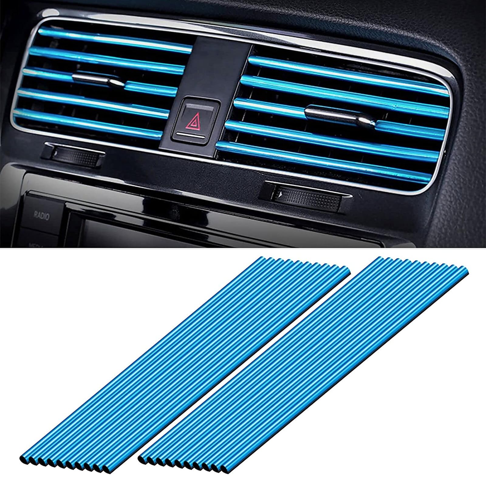20 StüCk PVC Auto ZubehöR Innenraum 20 cm Auto-Klimaanlagen-ZubehöR DIY Auto-Dekoration FüR Alle Geraden LüFtungsschlitze (Blau) von STOOKI