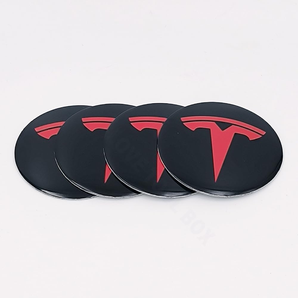 Auto Radnabenkappen für Tesla Model 3 Y S X 56MM Radnabenabdeckung Reifen Felgendeckel Aufkleber Nabenkappen Abzeichen Sticker Zubehör,C von STREHN