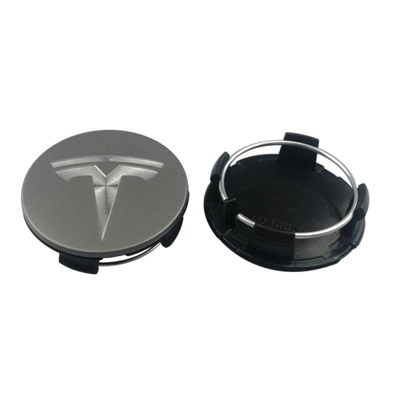 Auto Radnabenkappen für Tesla Model S X 3 Y 58MM Radnabenabdeckung Reifen Felgendeckel Aufkleber Nabenkappen Abzeichen Sticker Zubehör,GraySilver von STREHN