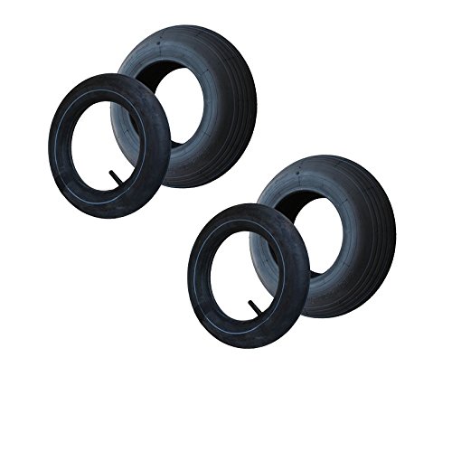 2 Set Reifen+Schlauch 400x100 4.80/4.00-8 Rillen Profil PR4-Lagen Tragfähigkeit 305 kg von STRICKER-ROLLEN