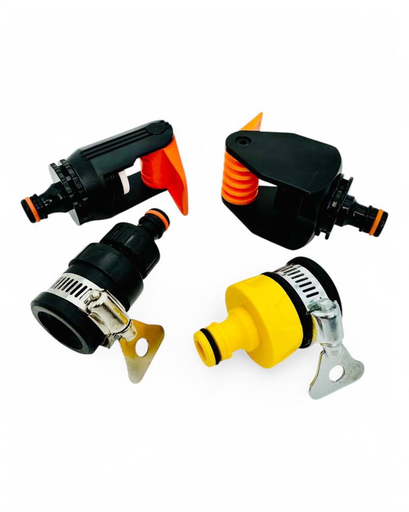 STYYL Wasserdiebe-Set 4-teilig universal Anschluss Adapter Set für Wasserhahn verstellbarer für Wasserhähne ohne Gewinde Hahnanschluss Innen und Außen ideal für Camper Wohnmobil Caravan von STYYL