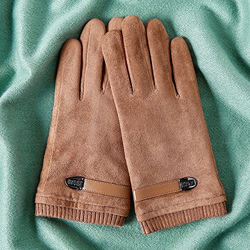 Modischer Herbst- und Winter-Touchscreen aus warmem Wildleder für Herren sowie samtverdickende, verschleißfeste Handschuhe - braun, M8-8,5 Zoll von STmea