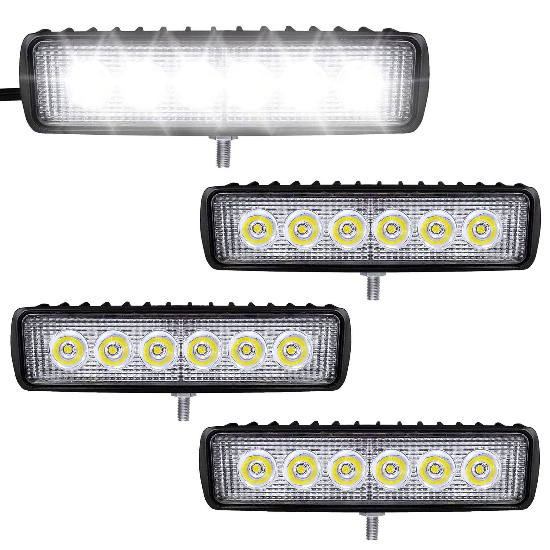 SUBTLETY 18W LED Zusatzscheinwerfer Auto Reflektor Scheinwerfer Offroad Arbeitsscheinwerfer Set 6000K Außen Strahler IP67 Wasserdicht Rückfahrscheinwerfer für Traktor SUV ATV PKW (4 Stück) von SUBTLETY