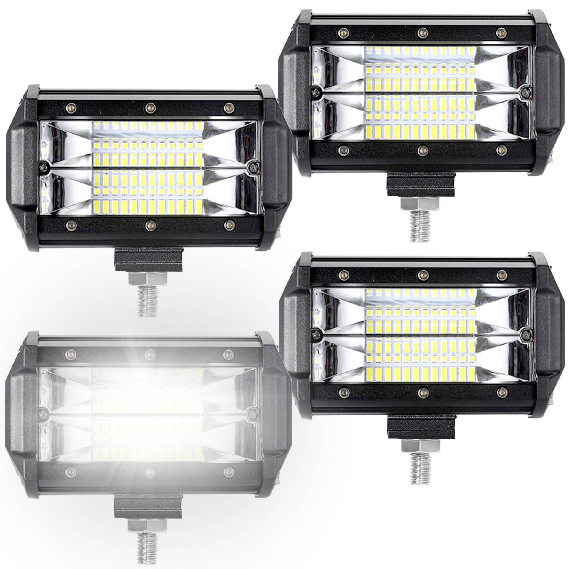 SUBTLETY 72W LED Zusatzscheinwerfer Auto Reflektor Scheinwerfer Offroad Arbeitsscheinwerfer Set 6000K Außen Strahler IP67 Wasserdicht Rückfahrscheinwerfer für Traktor SUV ATV PKW (4 Stück) von SUBTLETY