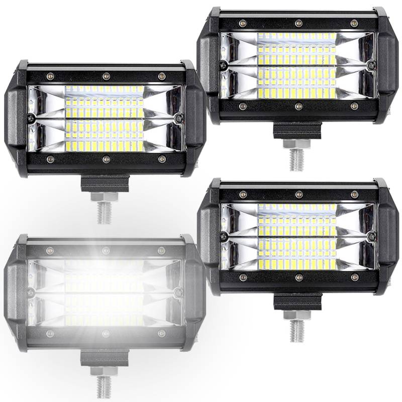 SUBTLETY 72W LED Zusatzscheinwerfer Auto Reflektor Scheinwerfer Offroad Arbeitsscheinwerfer Set 6000K Außen Strahler IP67 Wasserdicht Rückfahrscheinwerfer für Traktor SUV ATV PKW (4 Stück) von SUBTLETY