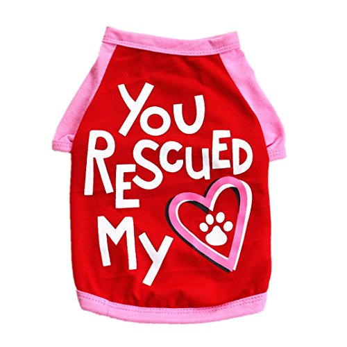 Haustier T-Shirt，SUCES Sommer Fußabdrücke Weste Kleine Hundekatze Haustier Kleidungs-T-Shirt Nette Haustier Weste für Sommer Brief Drucken Haustier Kleidung Puppy T-shirt (XS, Red) von SUCES Haustier