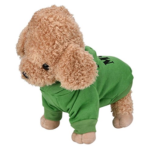 SUCES Kleine Haustier-Hundekleidung Mode Kostüm Puppy Baumwollmischung T-Shirt Bekleidung Hundekleidung Weiche Warme Haustier Hundewelpen Kleidung Kleines Welpen Kostüm Kleid (M, Green) von SUCES Haustier
