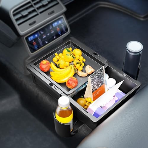 Mittelkonsole Aufbewahrungsbox für Skoda Combi Enyaq Fabia iV Scout, Verstellbares Auto Organizer Tray für Armlehne/Rücksitz/Rückenlehne, mit 2 Getränkehaltern Mittelkonsole Aufbewahrungsbox für Skoda Combi Enyaq Fabia iV Scout, Verstellbares Auto Organizer Tray für Armlehne/Rücksitz/Rückenlehne, mit 2 Getränkehaltern von SUHNGE