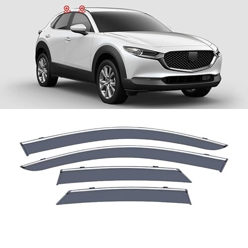 SUHNGE 1 Satz Windabweiser Regenabweiser für Mazda CX-30 DM 2020-2023, Seitenscheiben Regenschutz Regenabweise, Autofenster Anklebbare Windschutz Deflektoren von SUHNGE