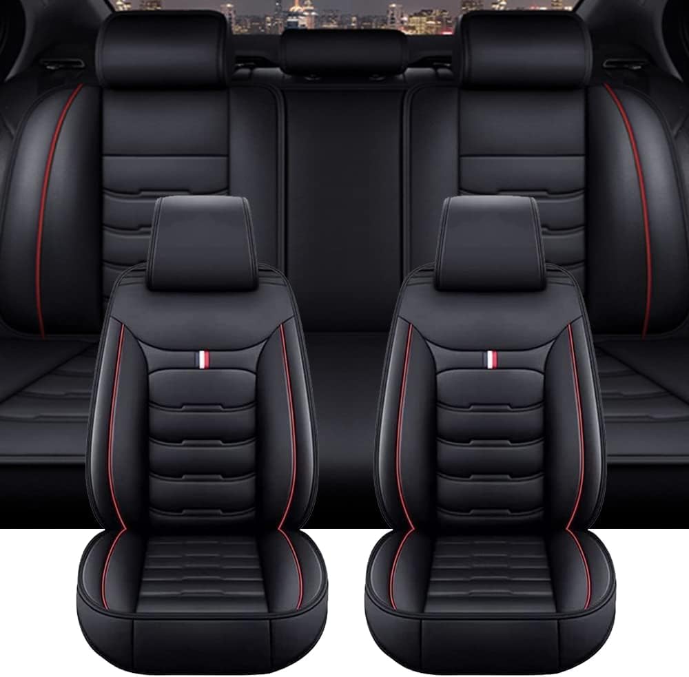SULIILS Autositzbezüge, passend für Ssangyong, Rodius, Kyron W, Rexton, ActYon, Korando, Rexton, Stuhlbezug, Leder, wasserdicht und atmungsaktiv, 5-Sitzer, Autoteile, Schwarz / Rot SULIILS Autositzbezüge, passend für Ssangyong, Rodius, Kyron W, Rexton, ActYon, Korando, Rexton, Stuhlbezug, Leder, wasserdicht und atmungsaktiv, 5-Sitzer, Autoteile, Schwarz / Rot von SULIILS