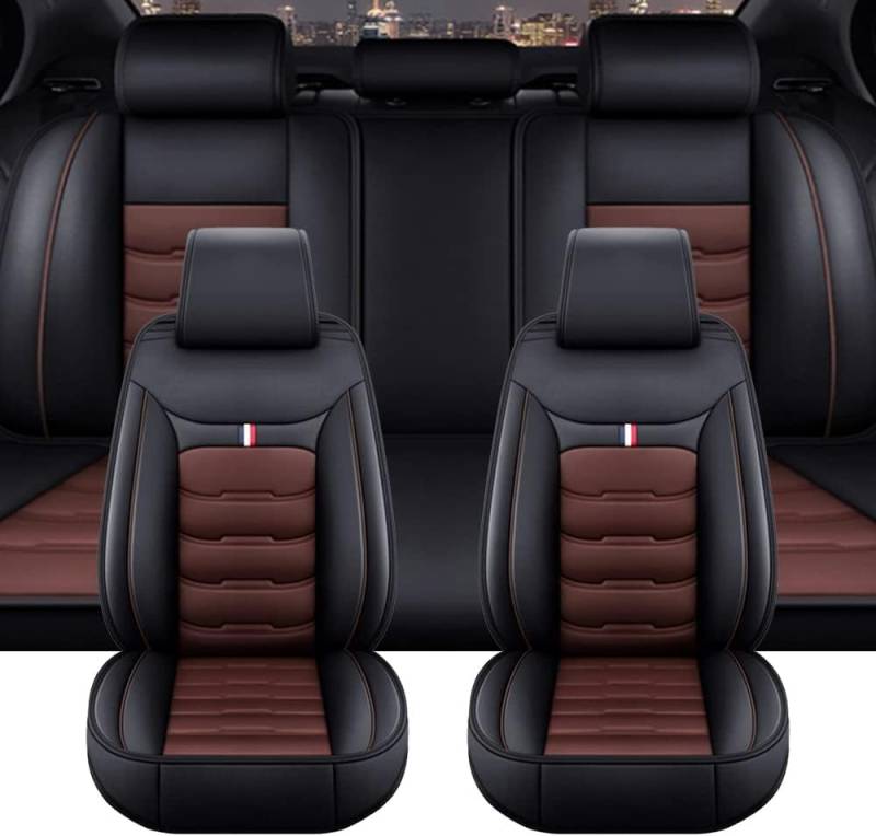 SULIILS Autositzbezüge für Mini Cooper Mini One Paceman, Clubman, Countryman, Leder, wasserdicht und atmungsaktiv, 5-Sitzer, Schwarz, Kaffeebraun von SULIILS