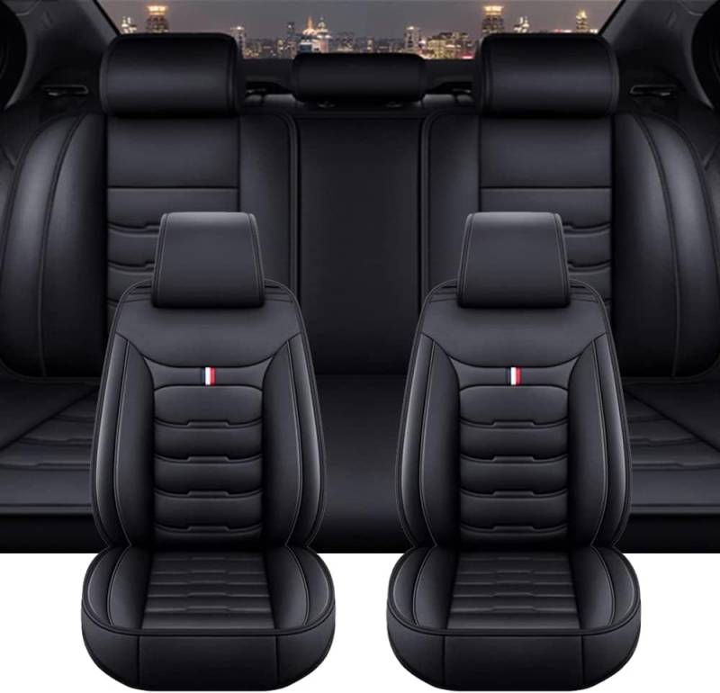 SULIILS Autositzbezüge für Tesla Model 3 / Model Y / Model S / Model X, Leder, wasserdicht und atmungsaktiv, 5-Sitzer, Autoteile, Schwarz von SULIILS
