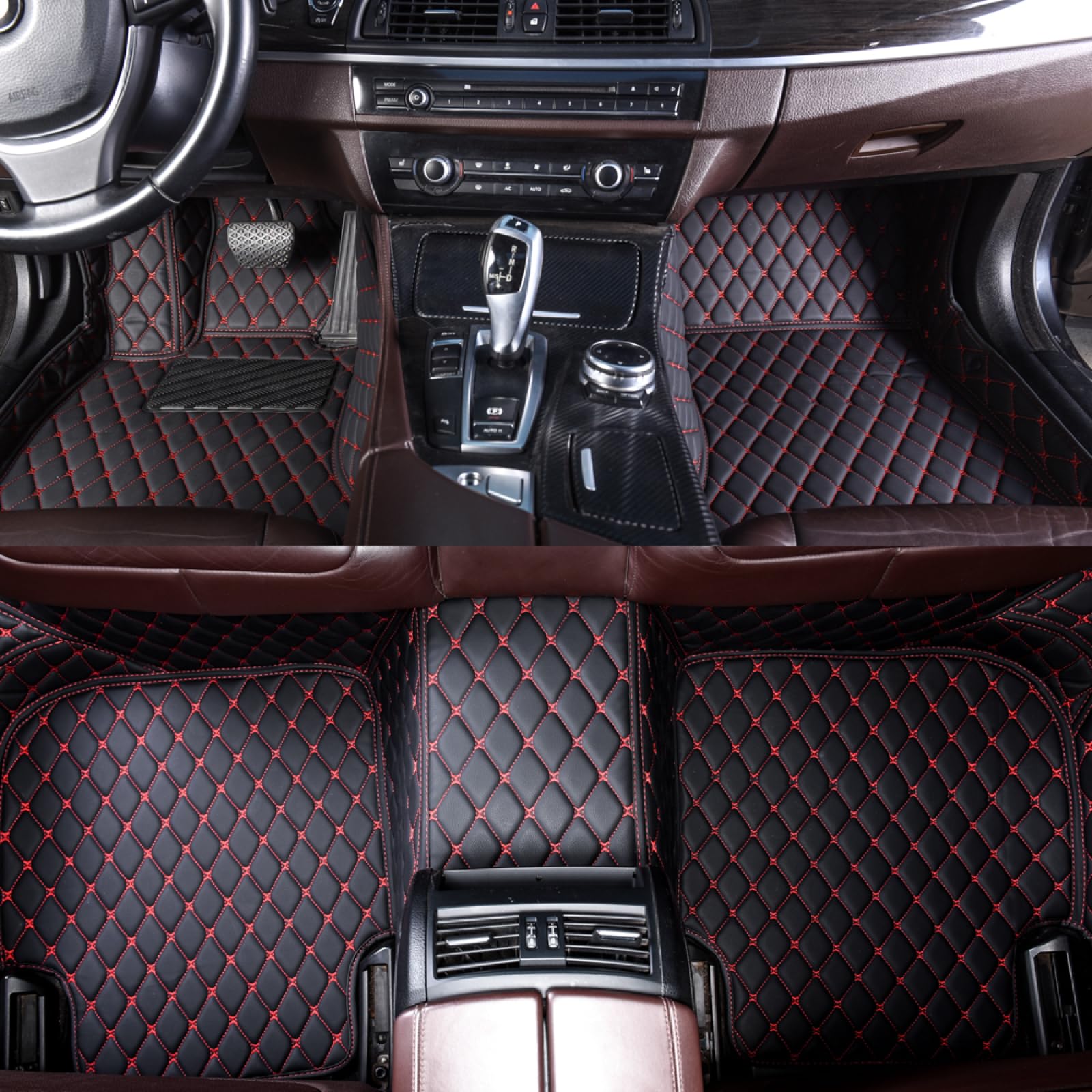 Maßgeschneiderte Auto-Fußmatten aus Leder, Automatten, Teppichbodenmatten-Set, rutschfeste Innenteppiche, Zubehör, für Audi SQ5 R8 Q8 S4 S6 S7 E-tron 2016 von SUMECH