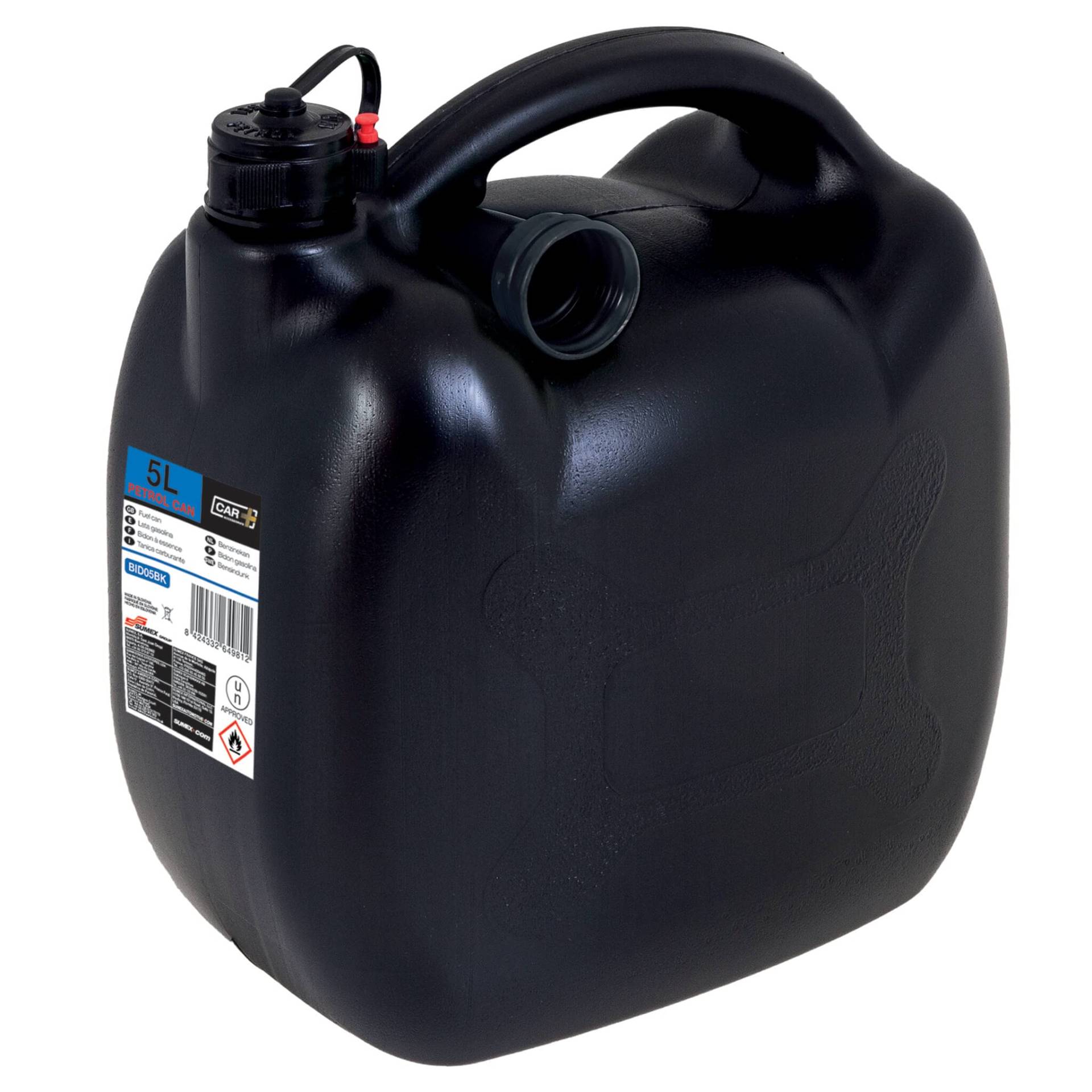 SUMEX Benzinkanister 5 Liter Zulassung mit flexiblem Rohr, schwarz von Sumex