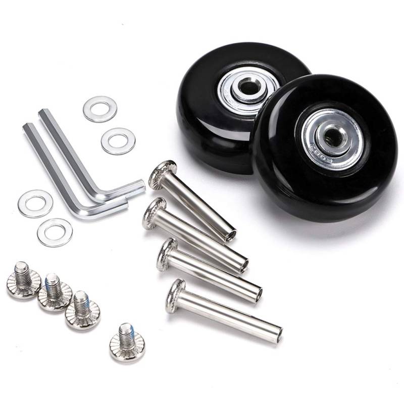 SUMNACON 2Pcs 50x18mm Koffer Räder aus Metall Gummi Schwarz Kofferrollen für Trolley Gepäckkoffer Räder Gummikoffer Räder Set Rolle für Gepäckkoffer Ersatzrollen von SUMNACON