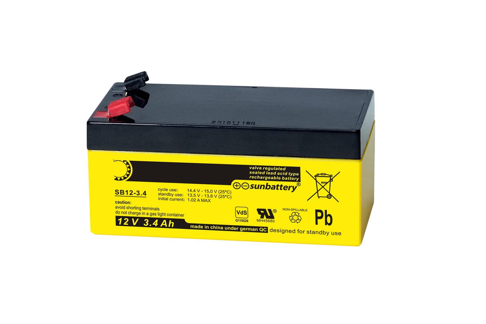 SB12-3,4 SUN Battery AGM Akku Pb 12V 3,4Ah VDS SB12-3,4 SUN Battery AGM Akku Pb 12V 3,4Ah VDS von SUN Battery