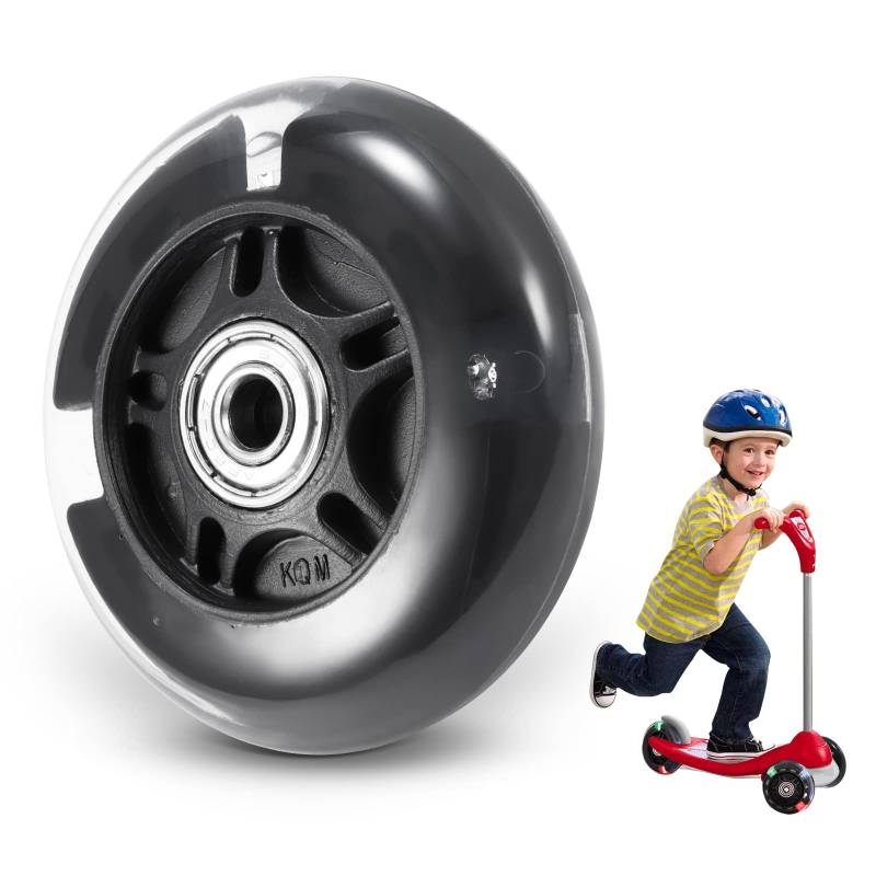 Scooter Ersatzräder, LED Flash Rad 80 mm, Mini Maxi Micro Scooter Skate Räder, blinkende Rollenlichter, hinten, hinten, ABEC-7, 80 mm, für Kinder und Jugendliche, Indoor Outdoor Skaten (1 Stück) von SUNJULY