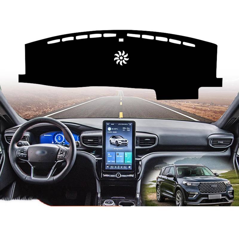 SUNMME Leder-Auto-Armaturenbrett-Matte, Pad, Teppich, Autoabdeckung, Leder-Armaturenbrett-Schutzmatte, passend für Ford Explorer 2020–2022 von SUNMME