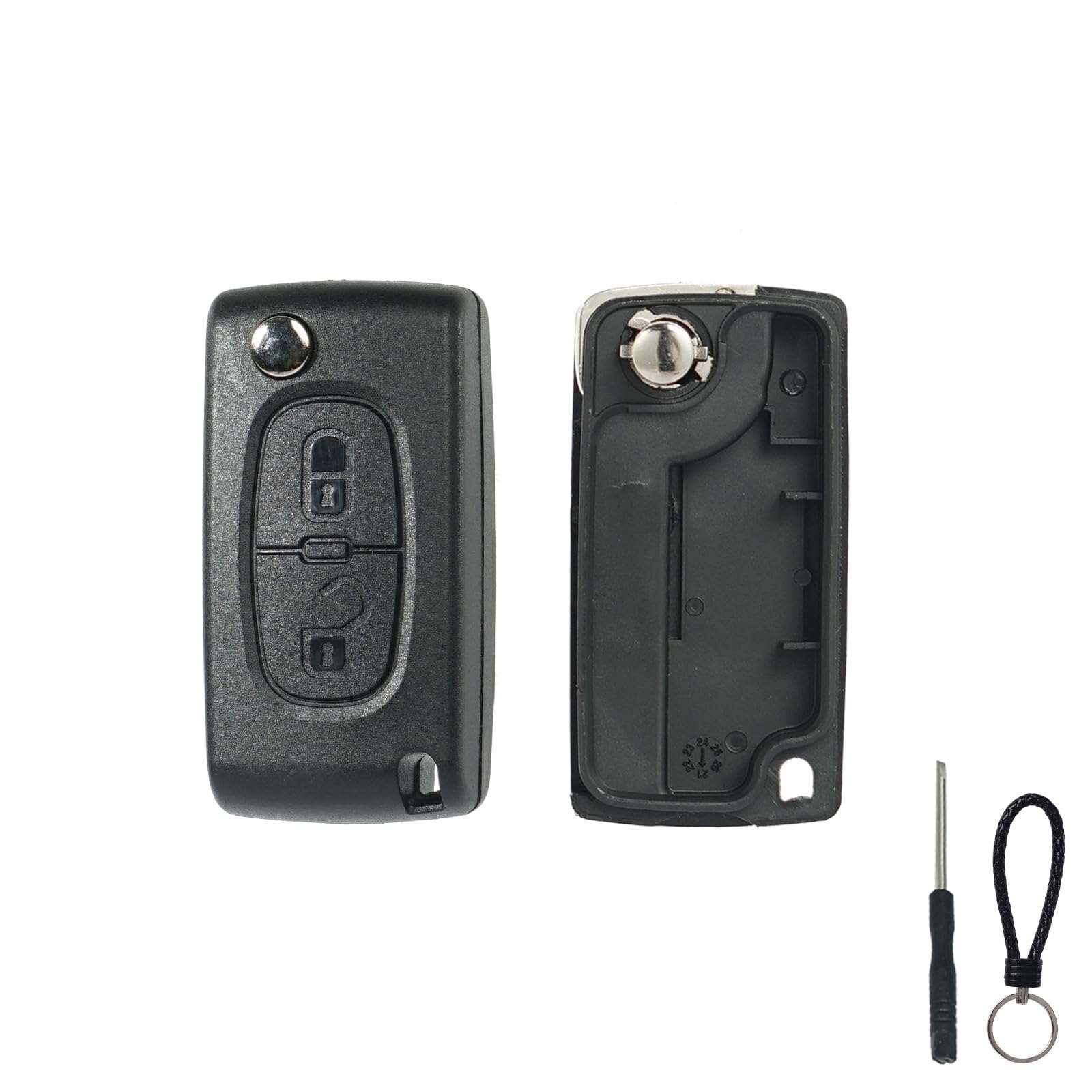 SUPALAND CE0523 VA2 Schlüsselgehäuse Fernbedienung kompatibel mit Citroen C1 C2 C3 C4 C5 C6 Peugeot 207 307 308 3008 5008 Partner 2 Tasten mit 1 Schraubendreher, 1 Schlüsselanhänger. SUPALAND CE0523 VA2 Schlüsselgehäuse Fernbedienung kompatibel mit Citroen C1 C2 C3 C4 C5 C6 Peugeot 207 307 308 3008 5008 Partner 2 Tasten mit 1 Schraubendreher, 1 Schlüsselanhänger. von SUPALAND