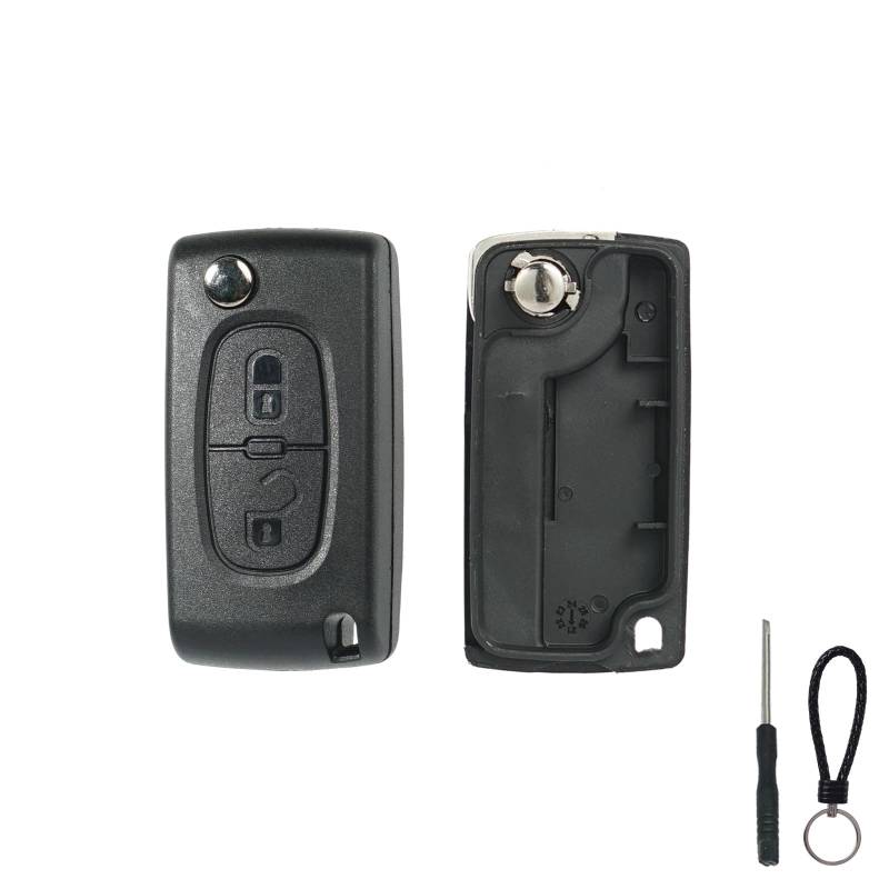 SUPALAND CE0523 VA2 Schlüsselgehäuse Fernbedienung kompatibel mit Citroen C1 C2 C3 C4 C5 C6 Peugeot 207 307 308 3008 5008 Partner 2 Tasten mit 1 Schraubendreher, 1 Schlüsselanhänger. von SUPALAND